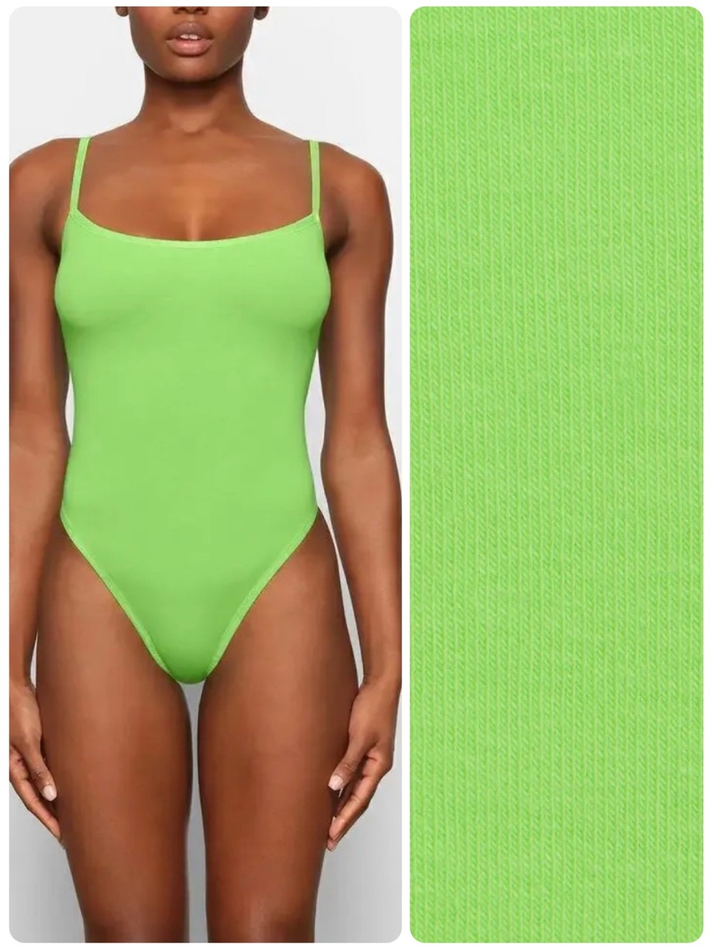 NWT! SKIMS Limited Edition Neon Green Cotton Logo Bodysuit